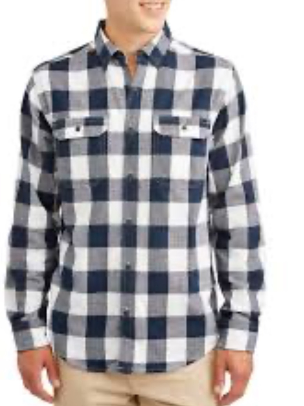 George Navy & White Check Flannel